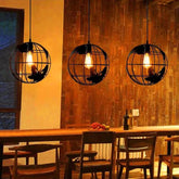 Globe-Shaped Black Frame Dining Room Pendant Light - Clowas